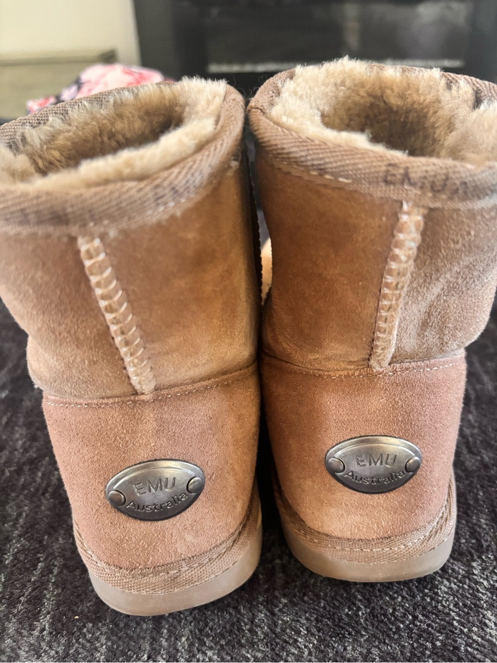 EMU Australia Brown Suede and fur lined Ankle Booties